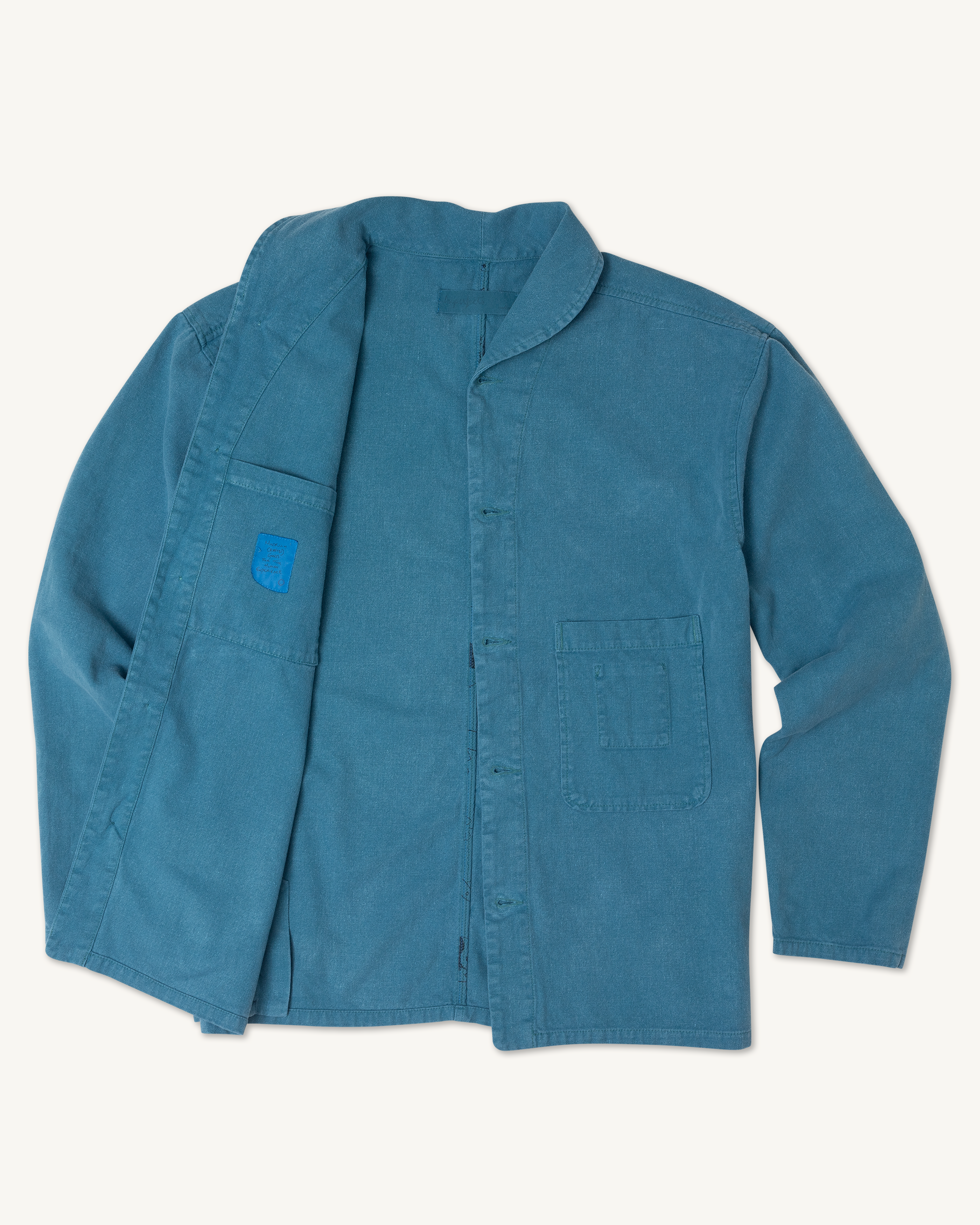 Shepherds Shirt in Barracuda Blue Double Dipped Hemp Cloth.