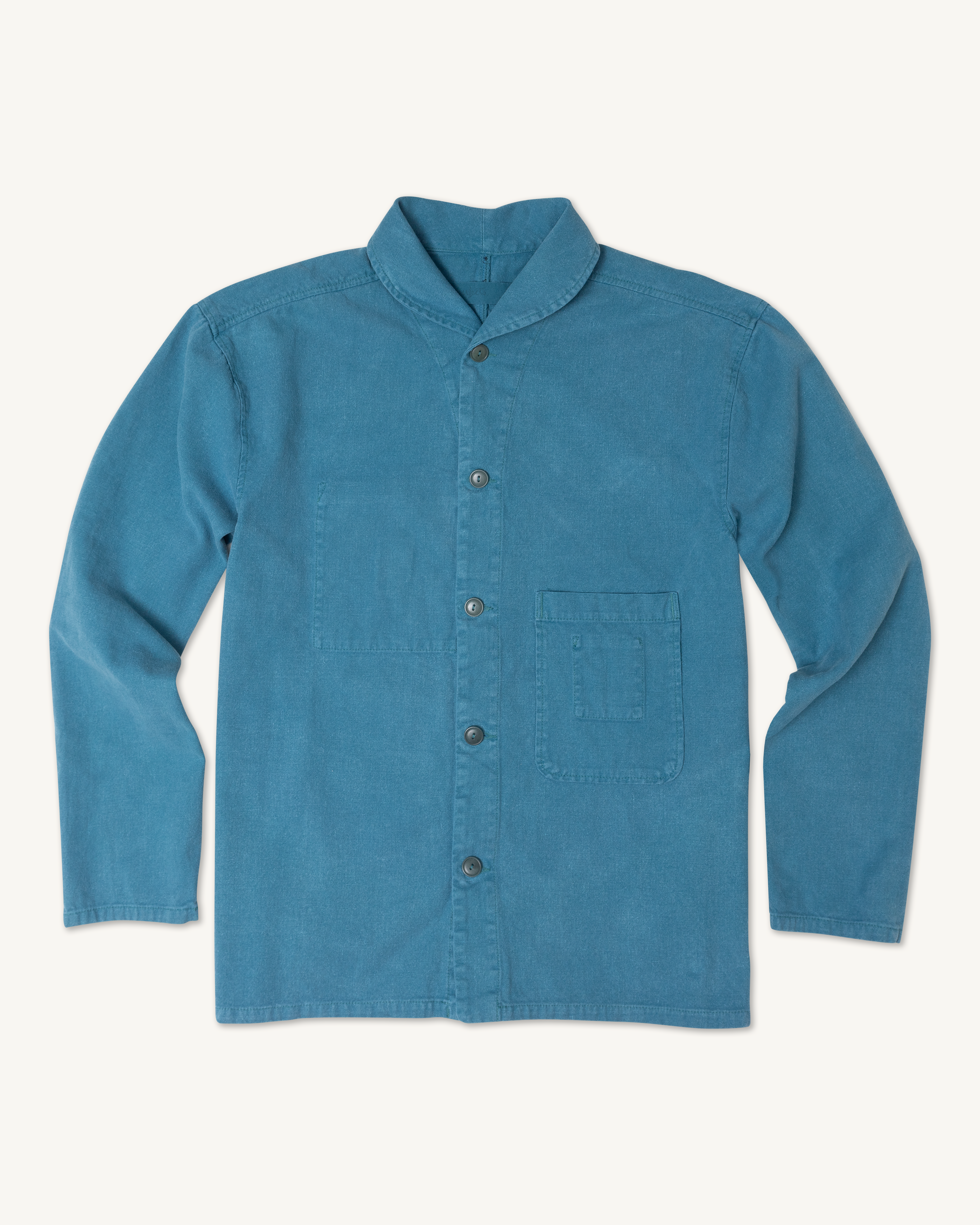 Shepherds Shirt in Barracuda Blue Double Dipped Hemp Cloth