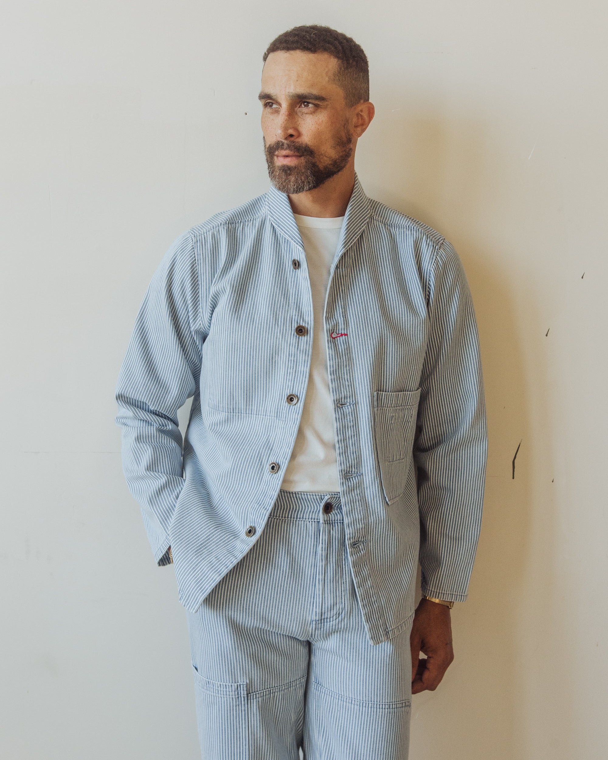 Shepherds Shirt in Indigo Hickory Stripe in Vintage