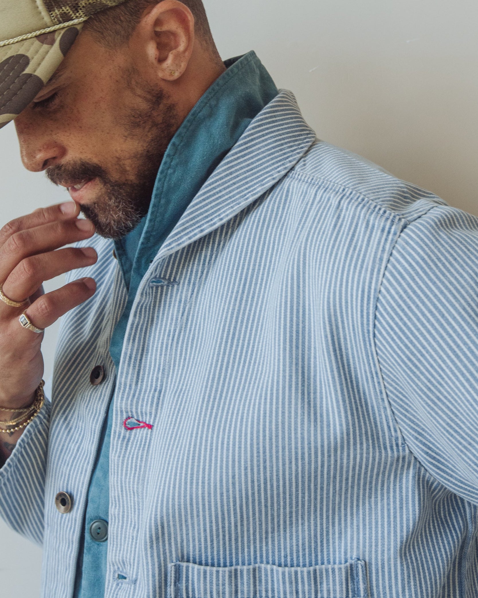 Shepherds Shirt in Indigo Hickory Stripe in Vintage