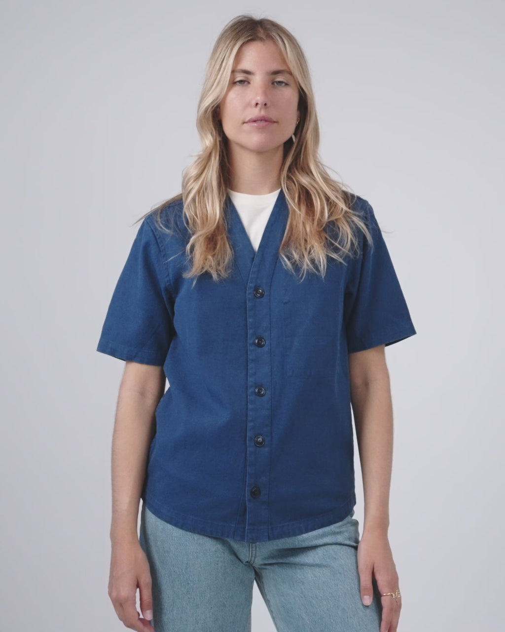 Imperfects - The Benny Jersey in Vintage Blue Hemp - Womens