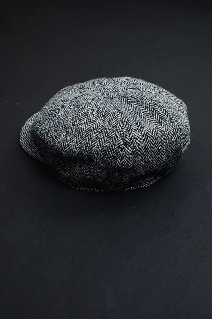 Baker Boy Cap in Granite Herringbone Tweed-Imperfects-Imperfects