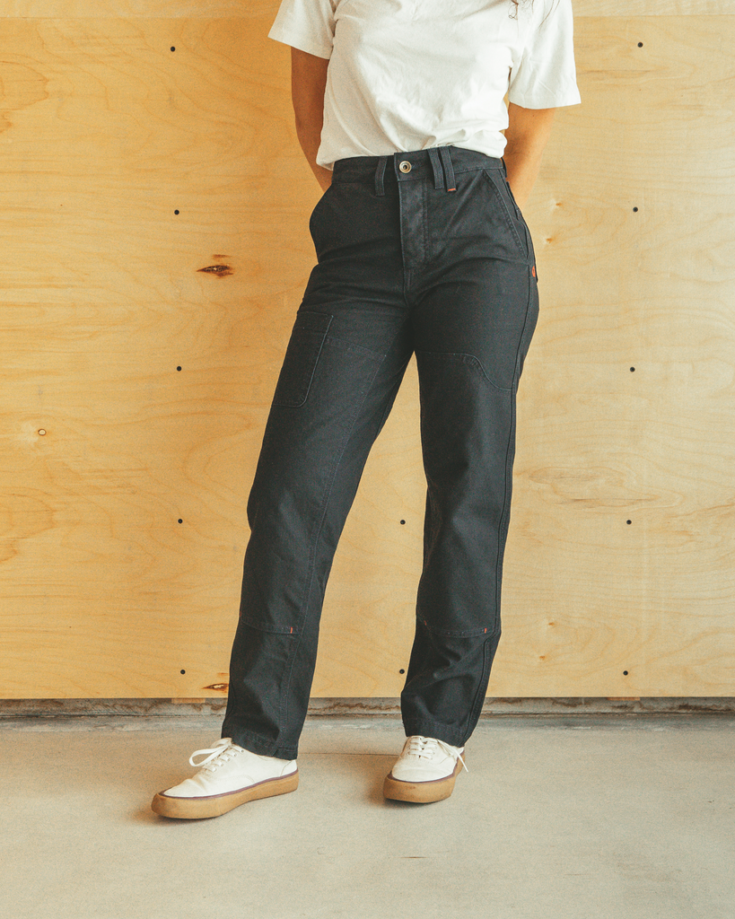 Imperfects - Courier Pant in Rinsed Dark Navy Shipyard Canvas - Womens