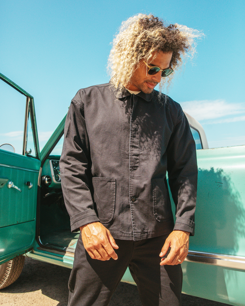 Imperfects - The Bell Coat in Jet Black Twill - Mens