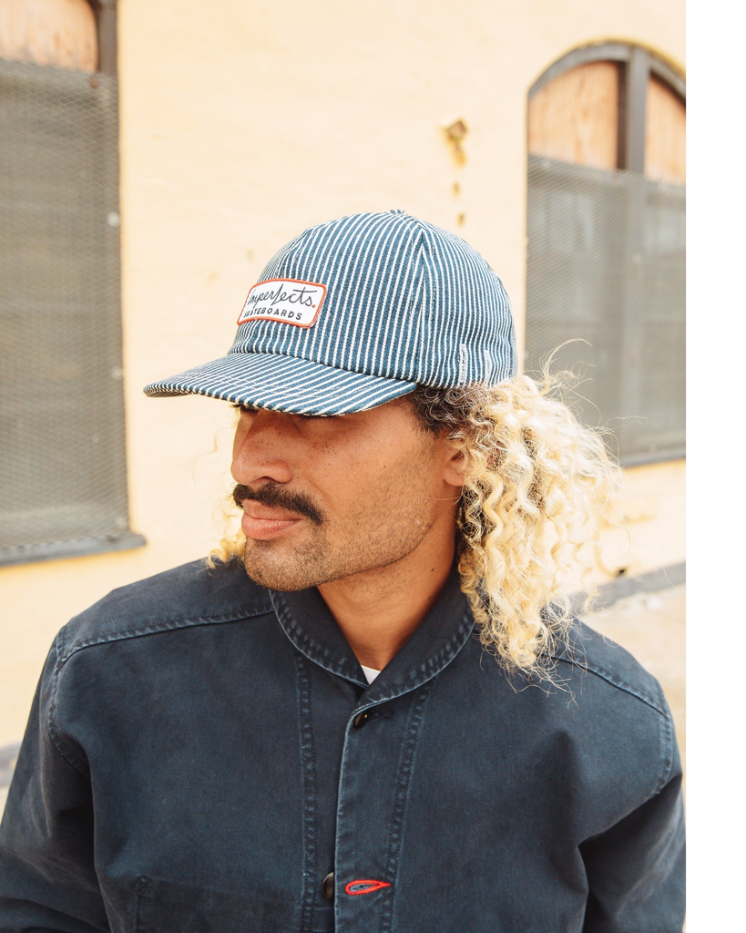 Imperfects - The Toyama Cap in Indigo Hickory Stripe | Skate Patch - Mens