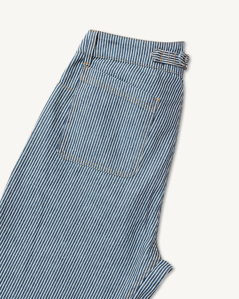 The Courier Pant in Indigo Hickory Stripe Gold Thread Special Pants Imperfects