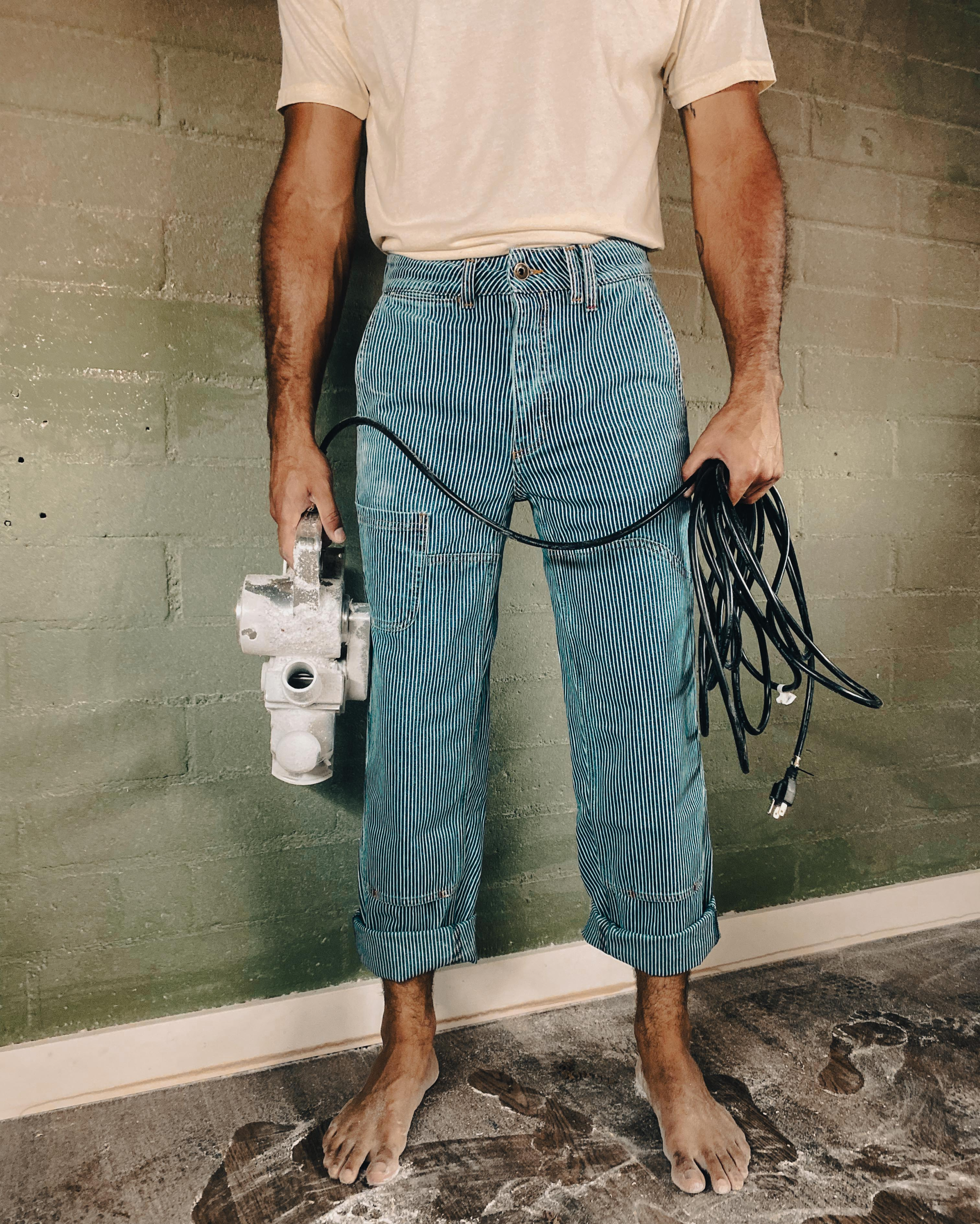 The Courier Pant in Indigo Hickory Stripe-Imperfects-Imperfects- Mens