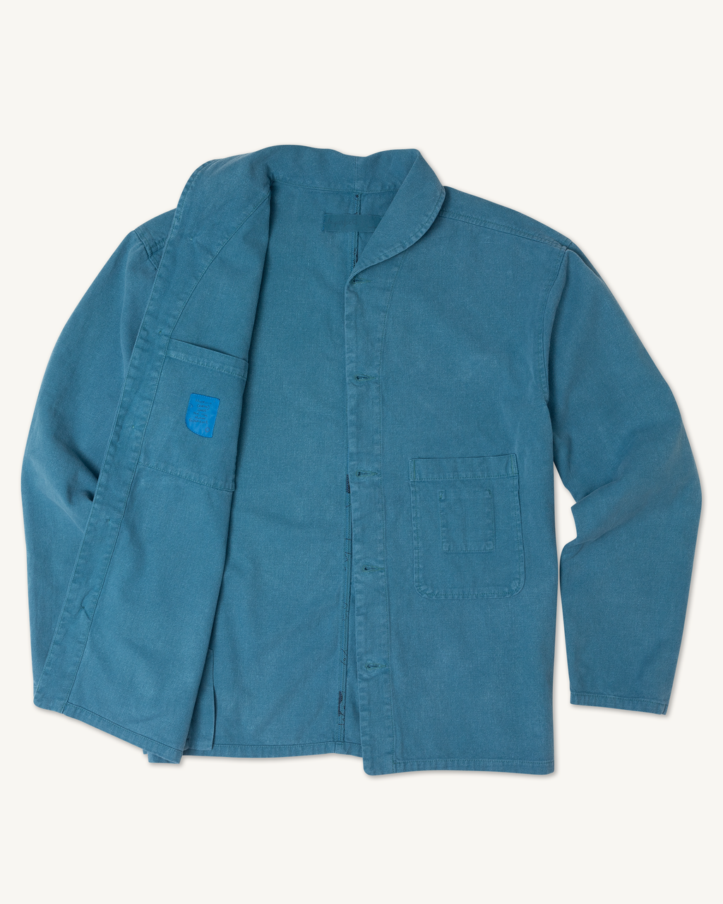 Shepherds Shirt in Barracuda Blue Double Dipped Hemp Cloth.