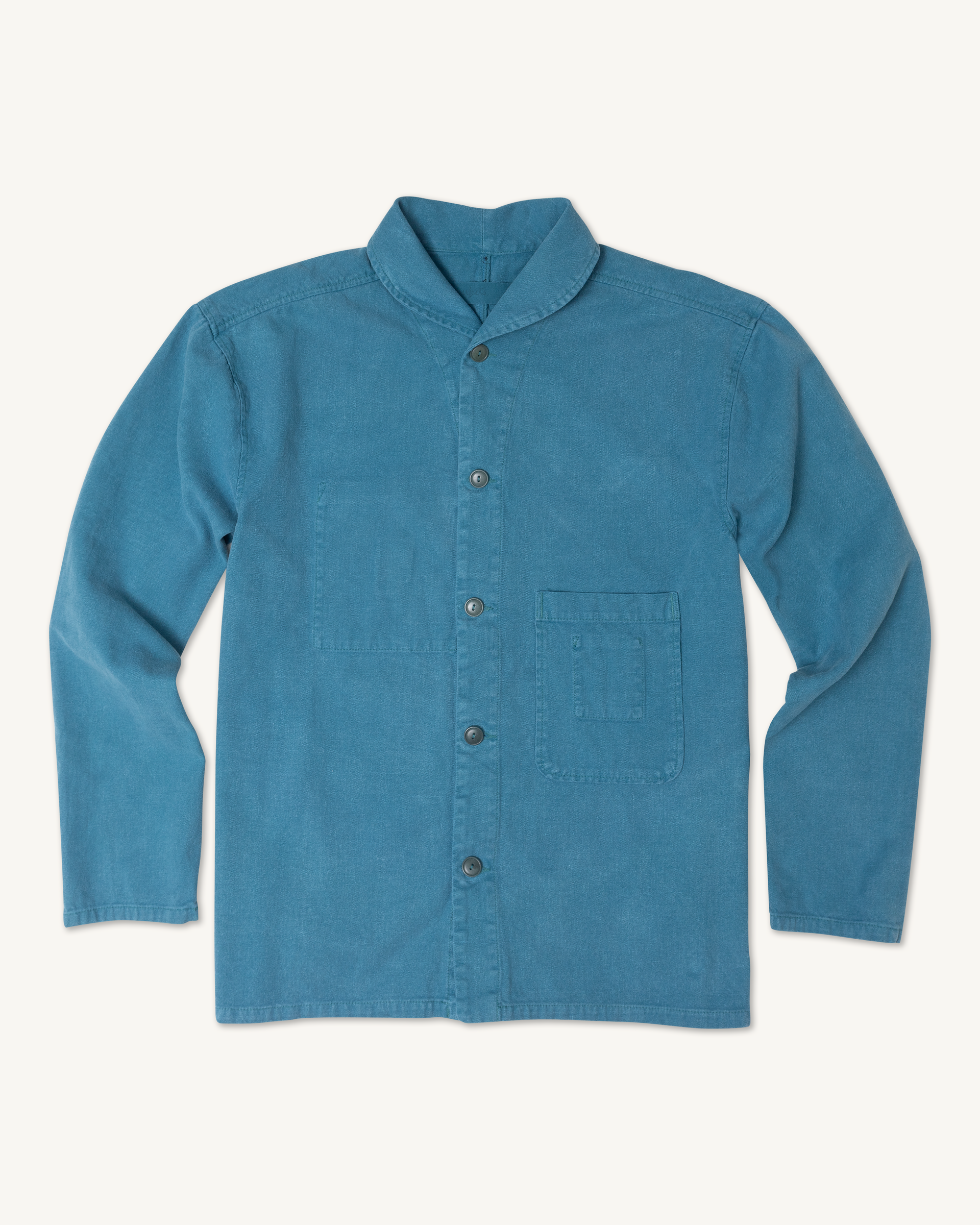 Shepherds Shirt in Barracuda Blue Double Dipped Hemp Cloth