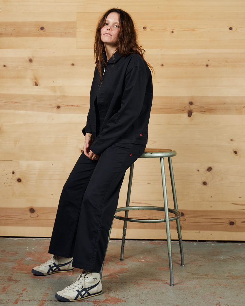 Imperfects - The Bell Coat in Jet Black Twill - Womens