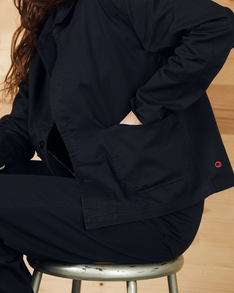 Imperfects - The Bell Coat in Jet Black Twill - Womens