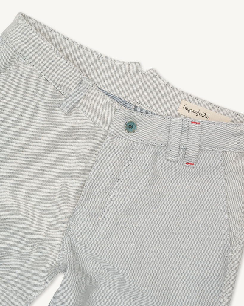 Courier Pant in Post Consumer Denim w/ Patina Brass Shells