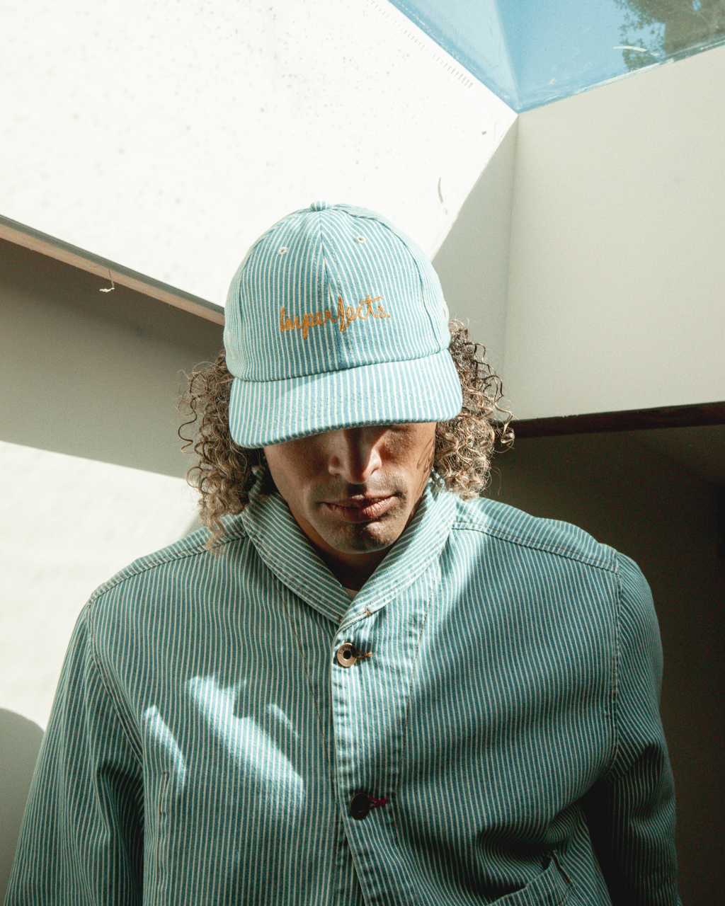 Director's Cap in Indigo Hickory Stripe | Vintage Wash-Gold