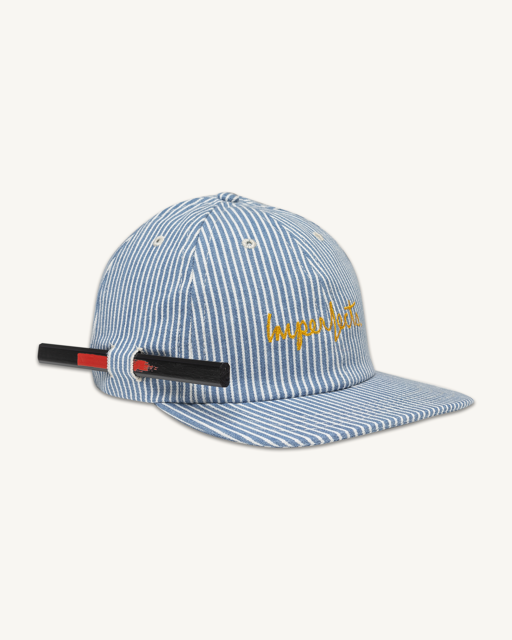 Director's Cap in Indigo Hickory Stripe | Vintage Wash-Gold