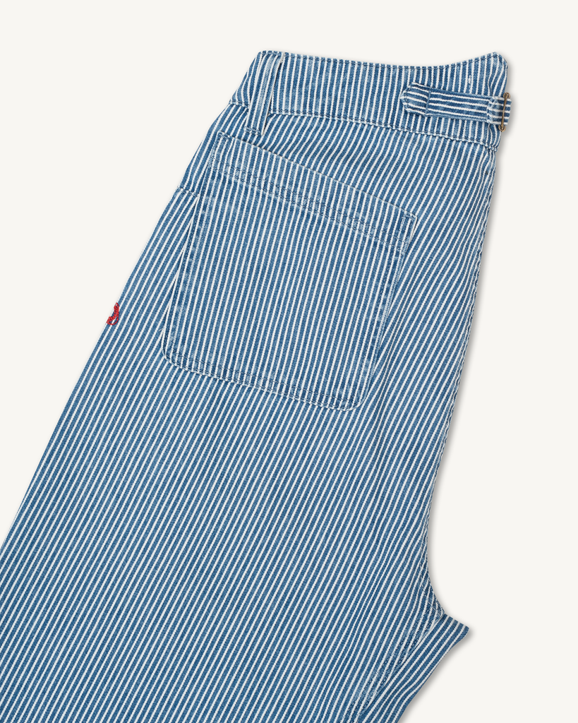 Imperfects - Courier Pant in Indigo Hickory Stripe | Weathered Wash
