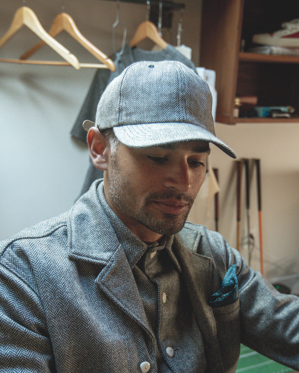 Traveler's Cap in Irish Herringbone & Football Leather