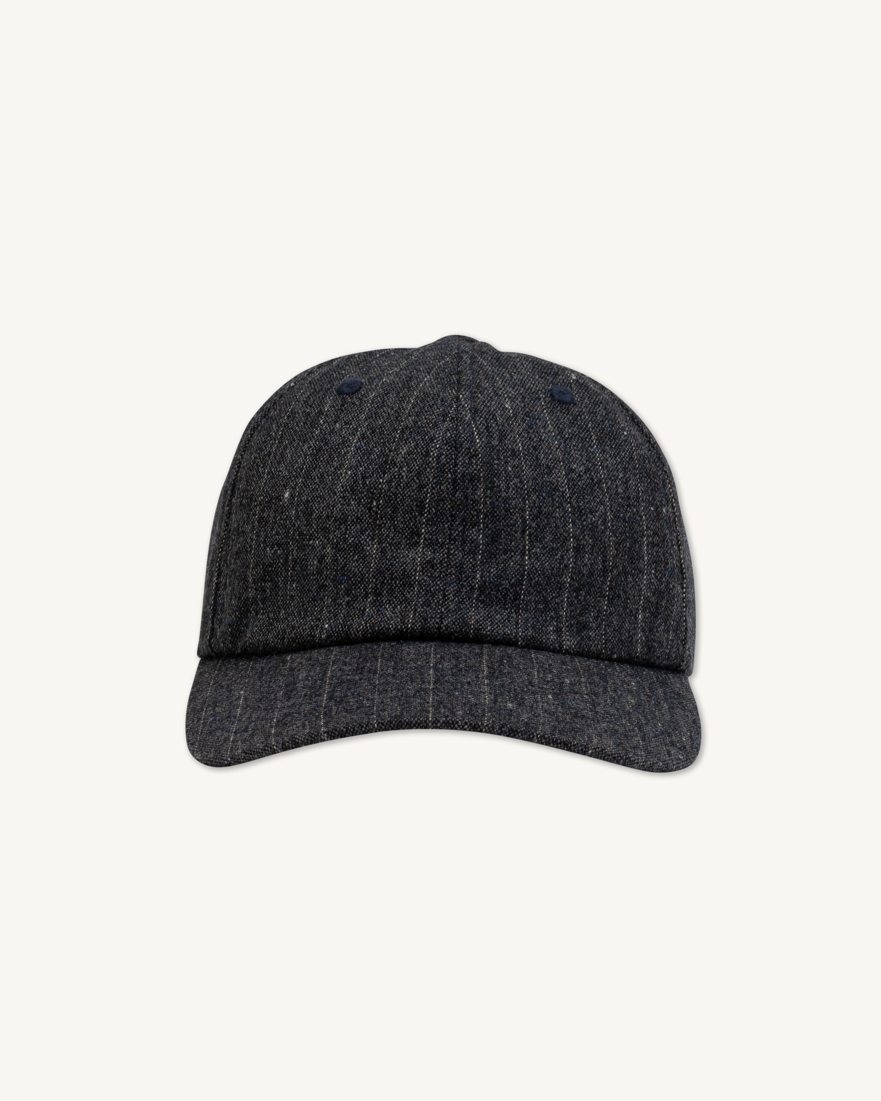 Traveler's Cap in Flecked Pin-striped Irish Wool & Basketball Leather