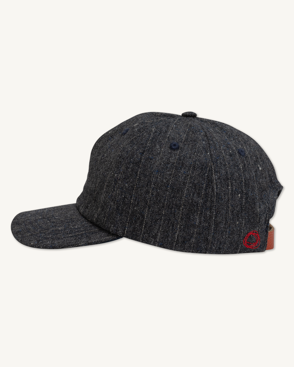 Traveler's Cap in Flecked Pin-striped Irish Wool & Basketball Leather