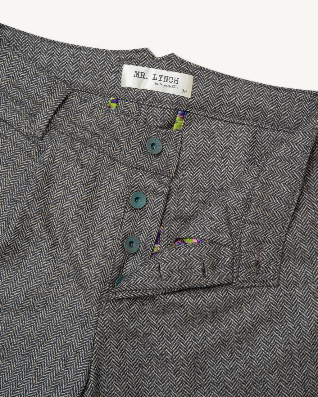 Mr. Lynch's 1201M Trouser in Irish Herringbone & Blue Label Silk