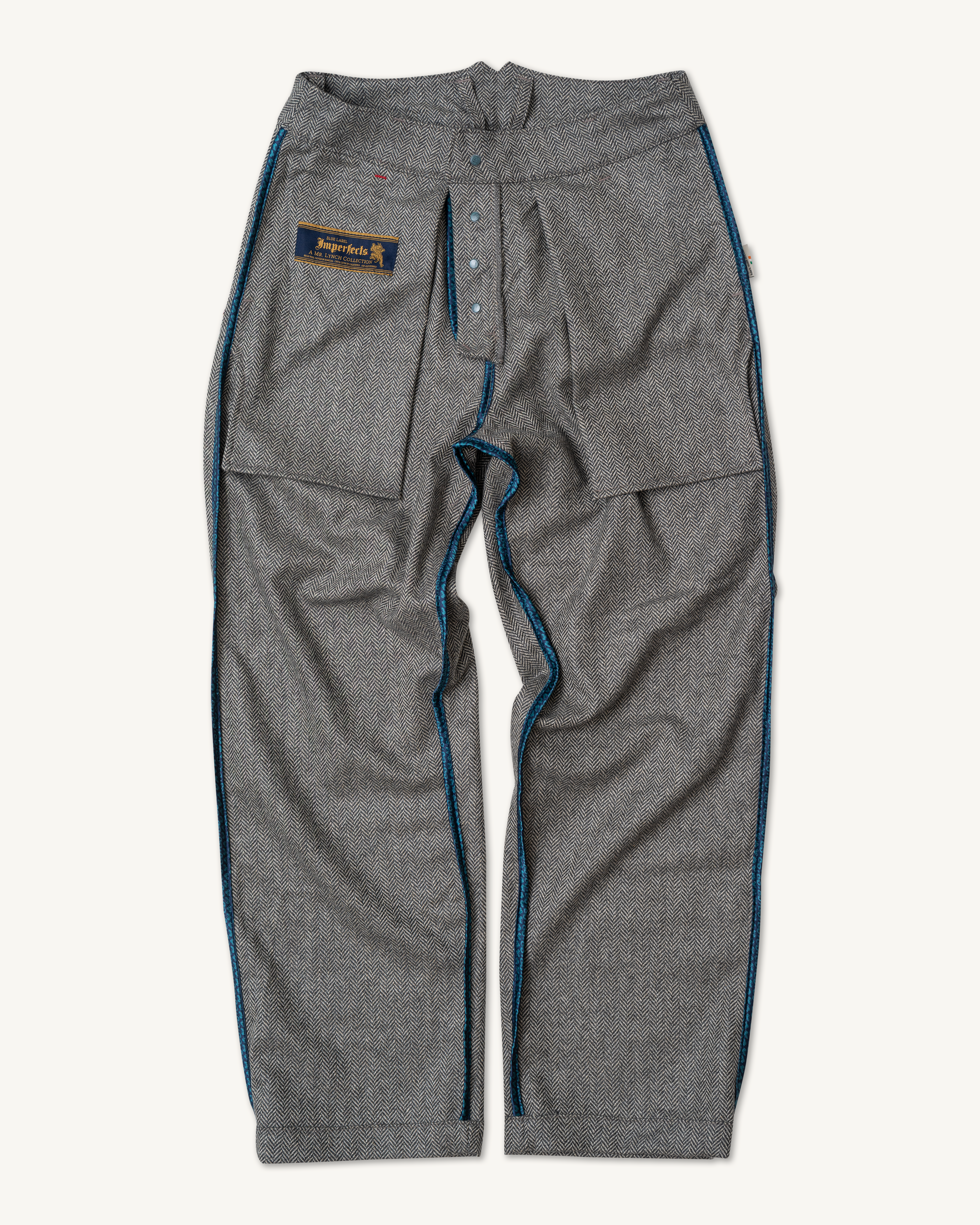 Mr. Lynch's 1201M Trouser in Irish Herringbone & Blue Label Silk