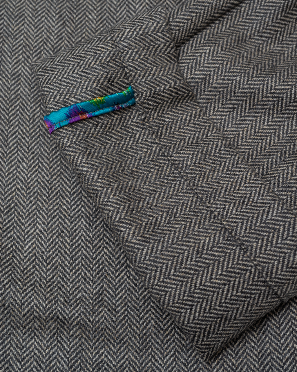 Mr. Lynch's 1201M Trouser in Irish Herringbone & Blue Label Silk