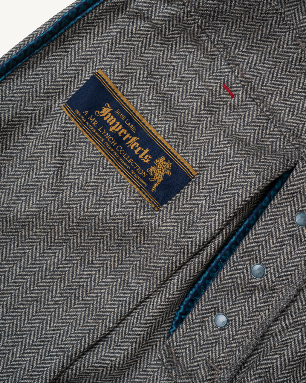 Mr. Lynch's 1201M Trouser in Irish Herringbone & Blue Label Silk