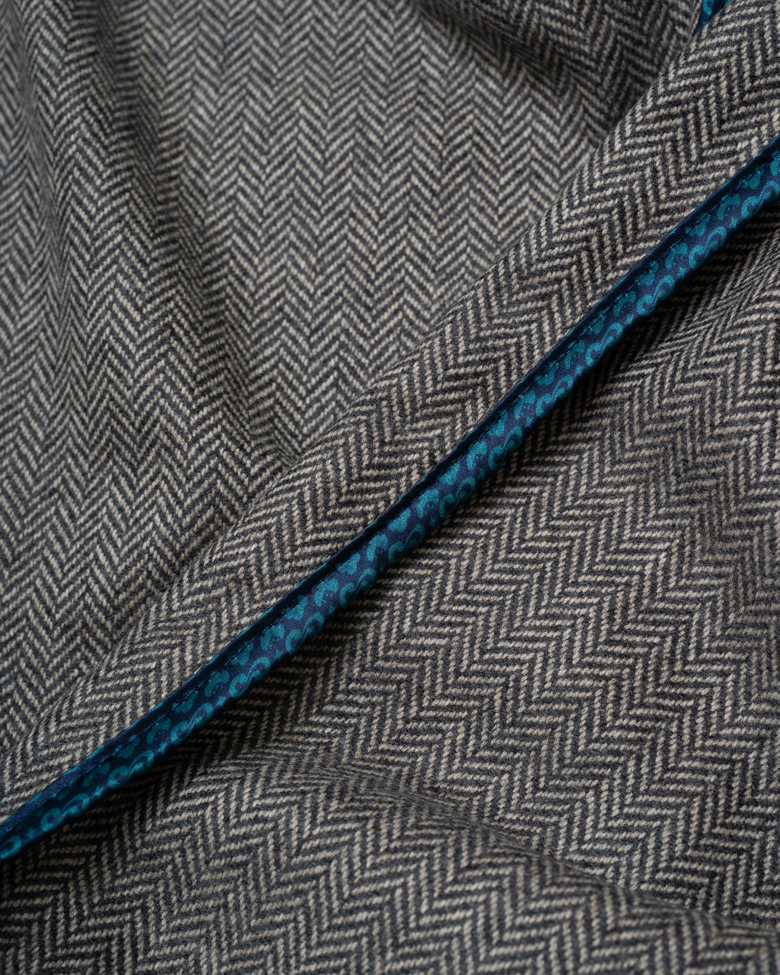 Mr. Lynch's 1201M Trouser in Irish Herringbone & Blue Label Silk