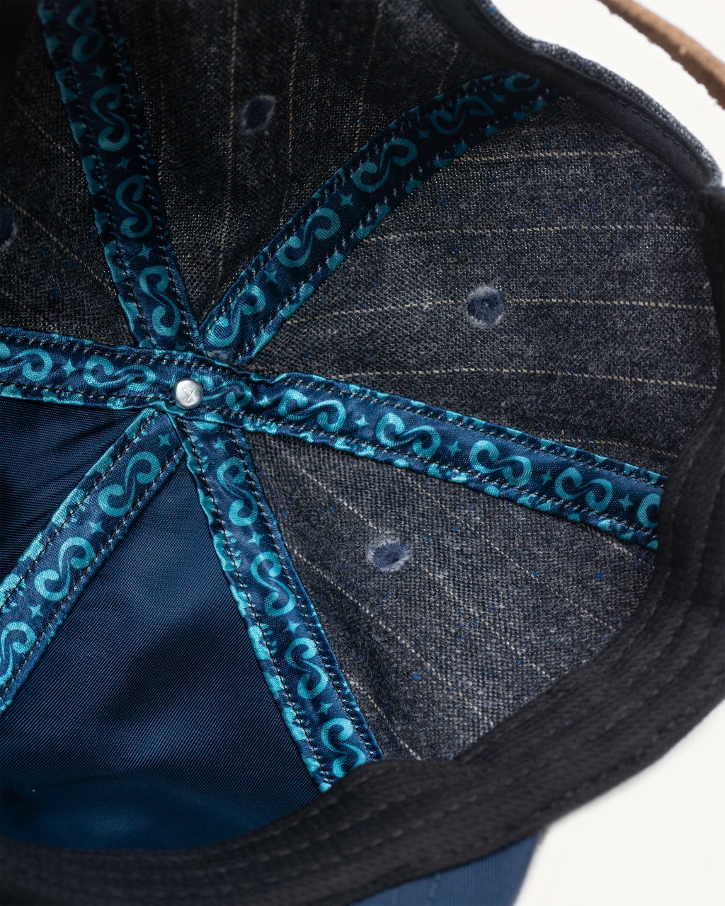 Traveler's Cap in Flecked Pin-striped Irish Wool & Basketball Leather