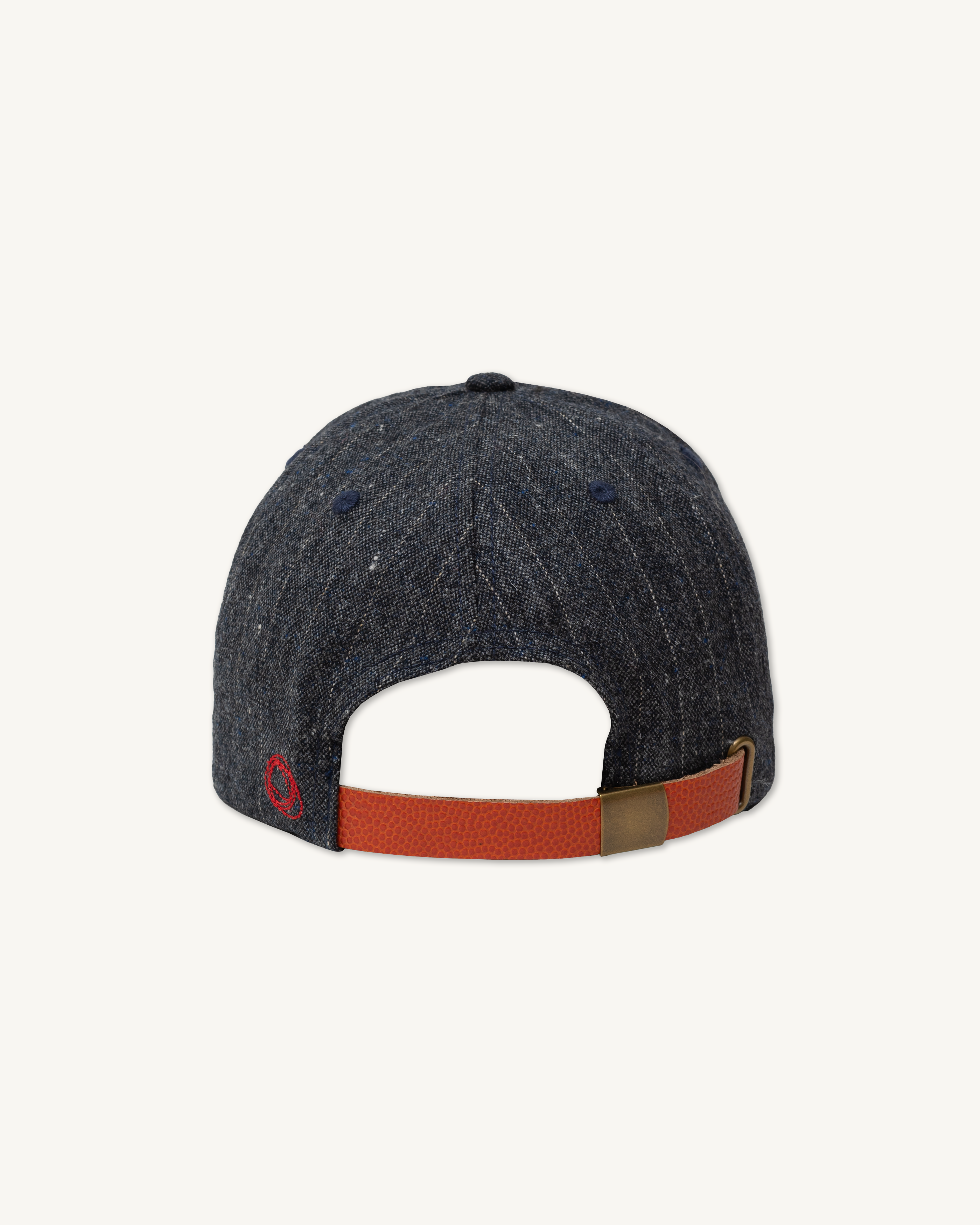 Traveler's Cap in Flecked Pin-striped Irish Wool & Basketball Leather