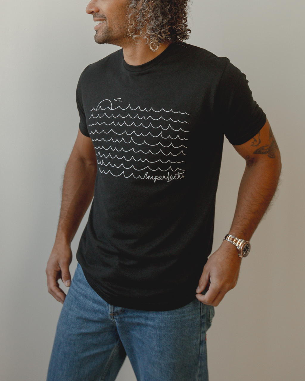 OG Waves Tee in Jet Black