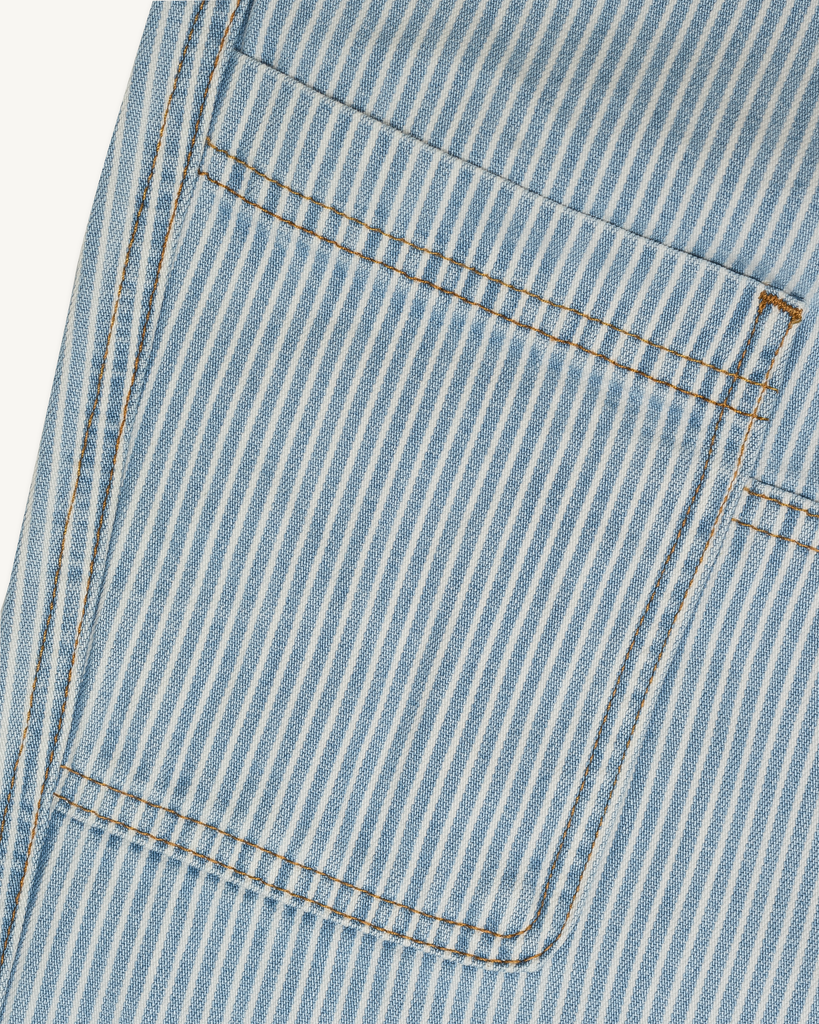 Imperfects - Courier Pant in Indigo Hickory Stripe | Gold Thread Special | Vintage Wash
