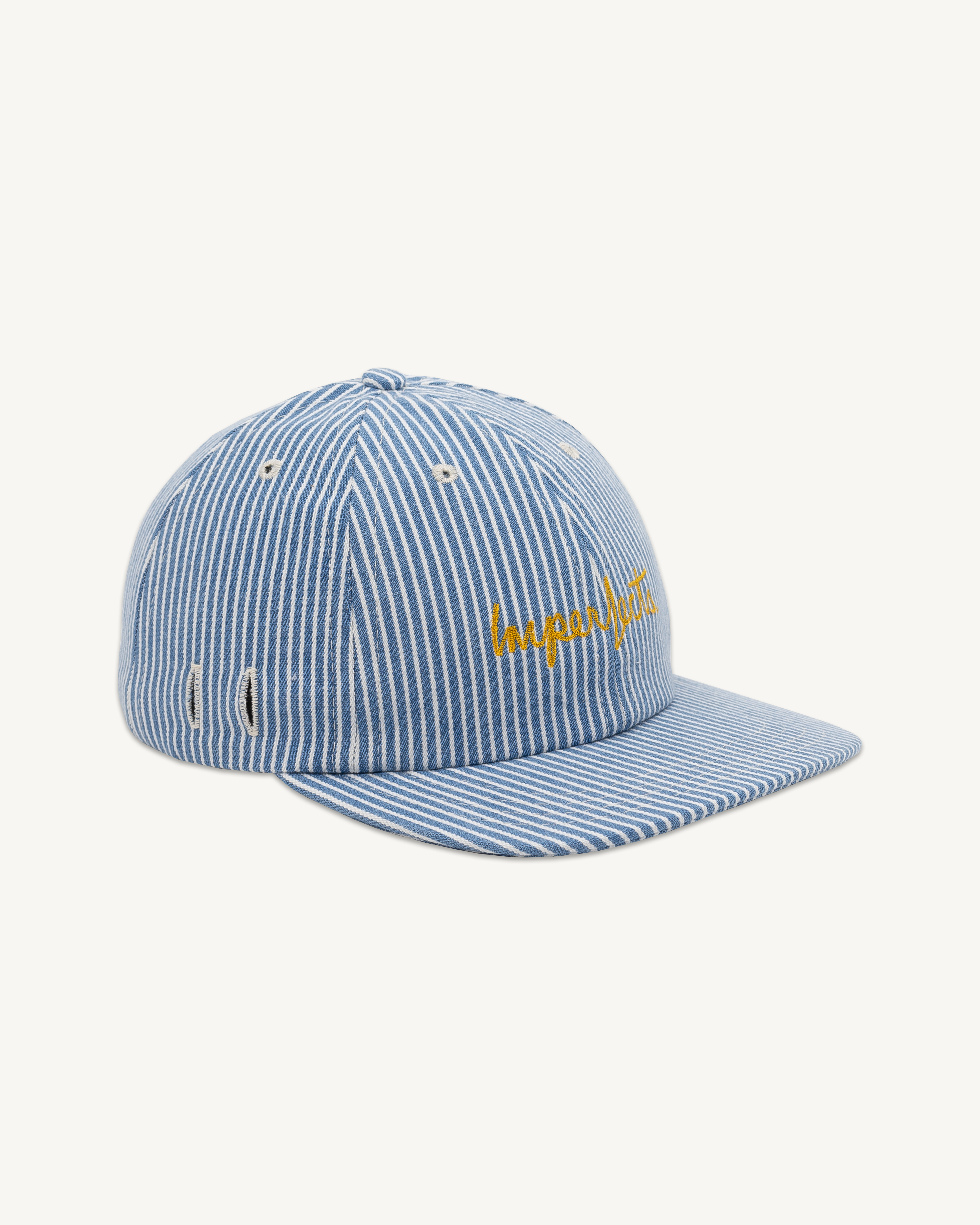 Director's Cap in Indigo Hickory Stripe | Vintage Wash-Gold
