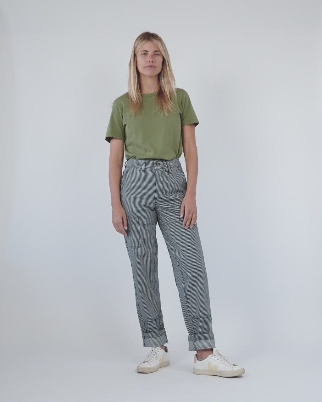 Imperfects - Courier Pant in Indigo Hickory Stripe | Raw No Wash | Belt Loops - Womens