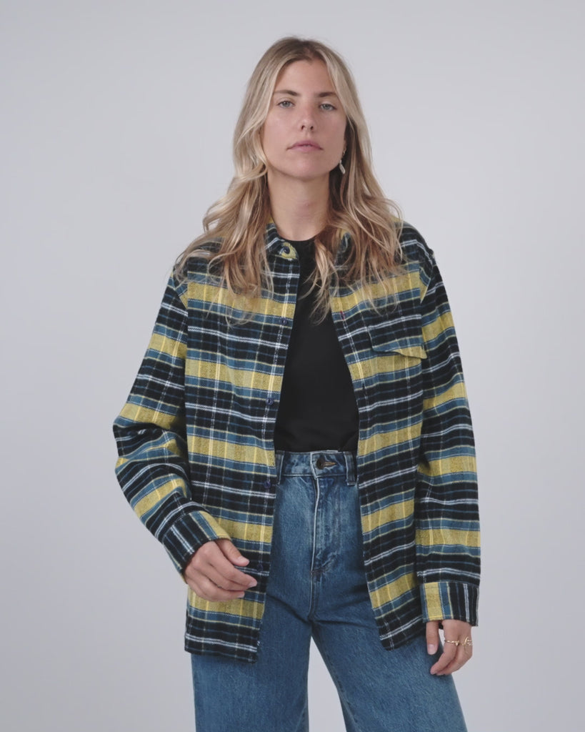 Imperfects - Asymm Yoke Flannel Shirt in Imperf Glitch - Womens