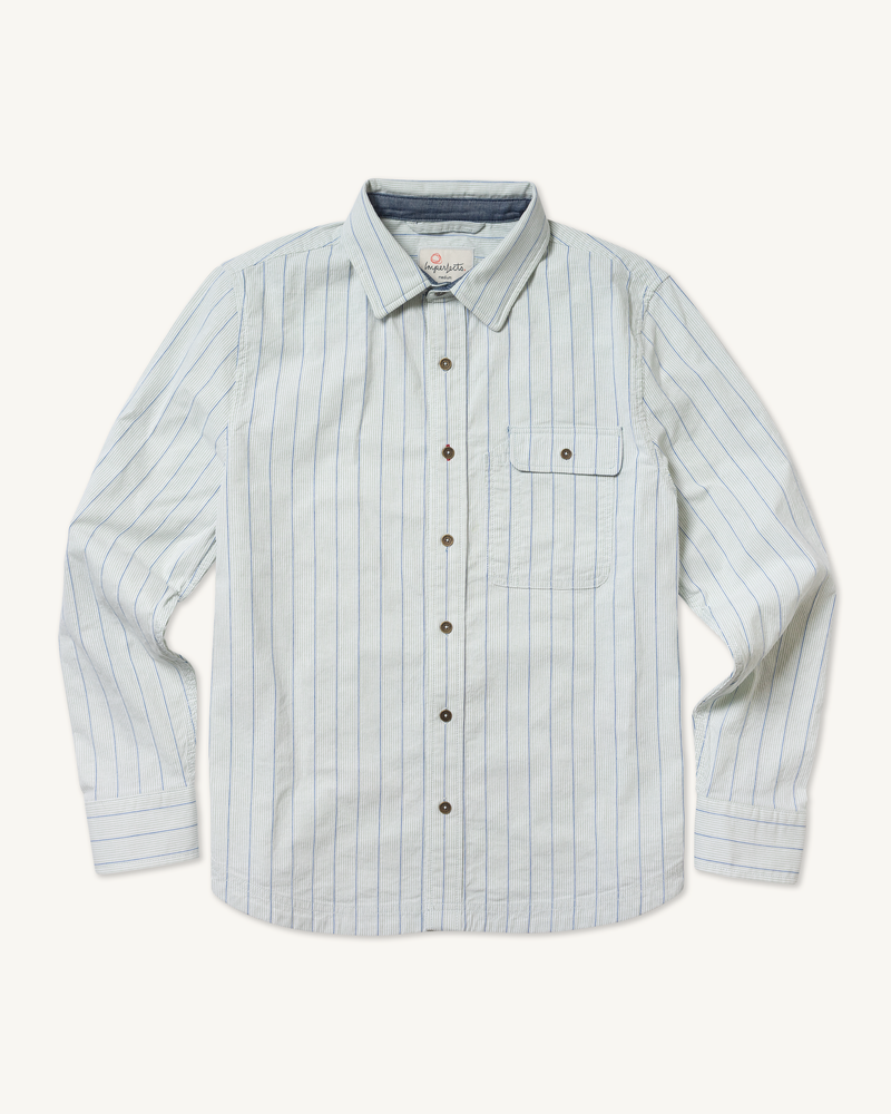 Tradesman Button-Down in Striped Chambray