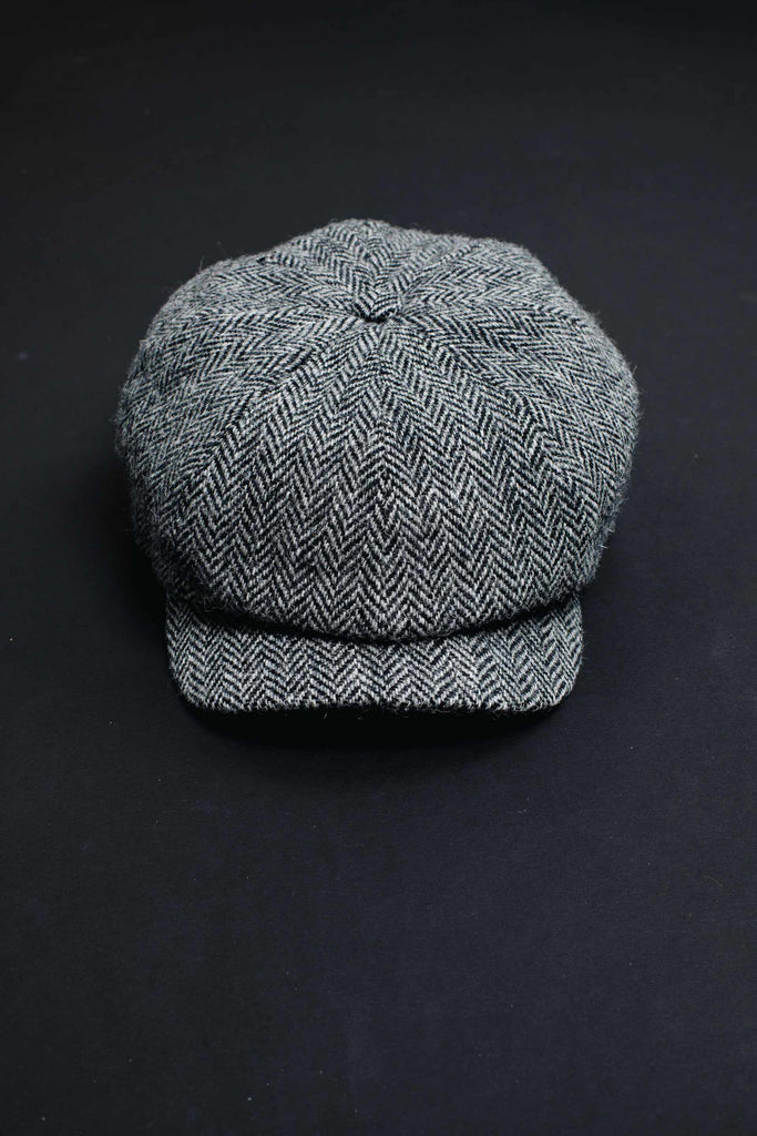Baker Boy Cap in Granite Herringbone Tweed-Imperfects-Imperfects