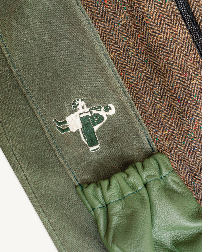 Mr. Lynch's 8" Mac Bag in Fatigue Waxed Canvas and Birthday Herringbone w/ Rasta Crepe Silk-Imperfects Collaboration-Imperfects