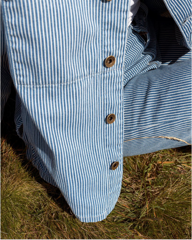 Imperfects - Shepherds Shirt in Indigo Hickory Stripe | Weathered Wash - Womens