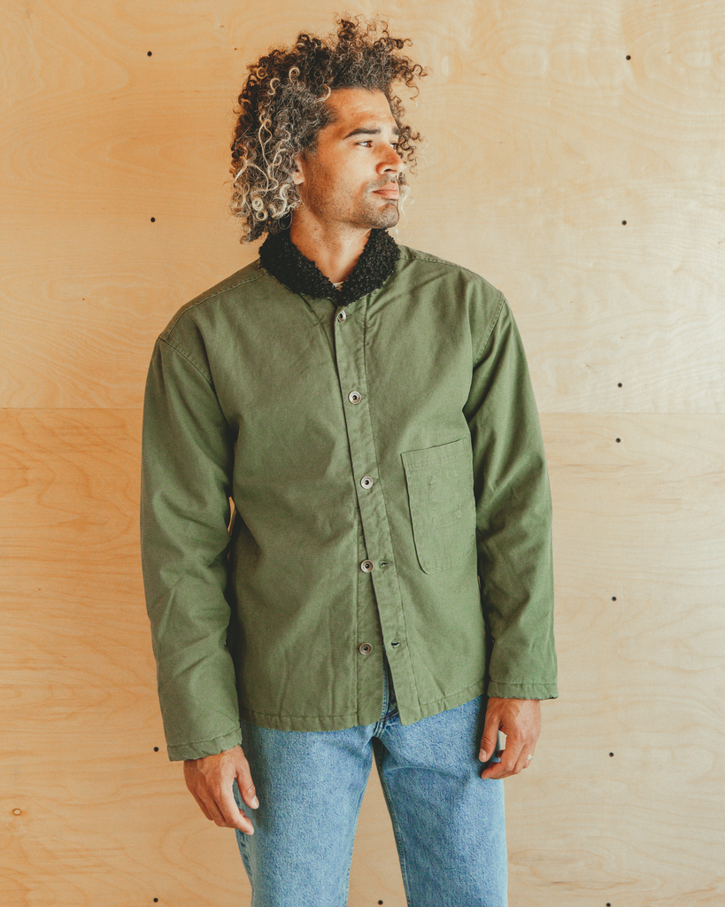 Imperfects - Sherpa Shepherds Shirt in Fatigue Canvas - Mens