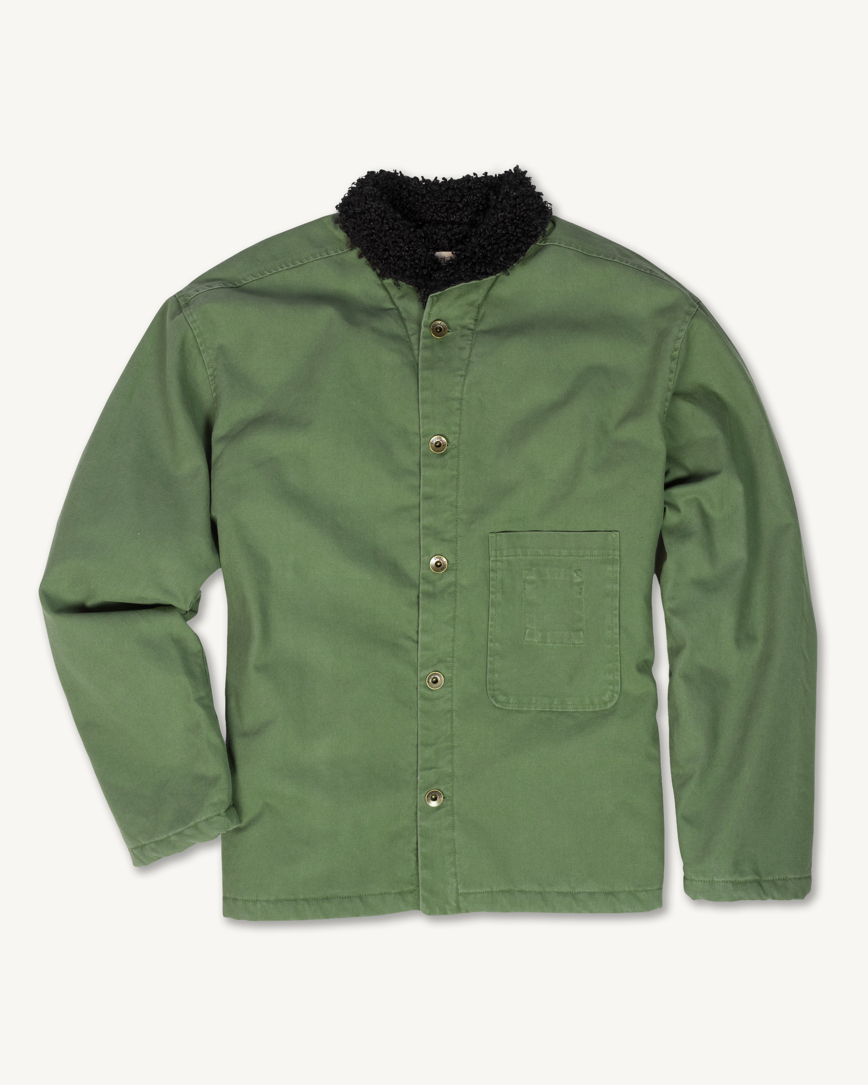 Imperfects - Sherpa Shepherds Shirt in Fatigue Canvas