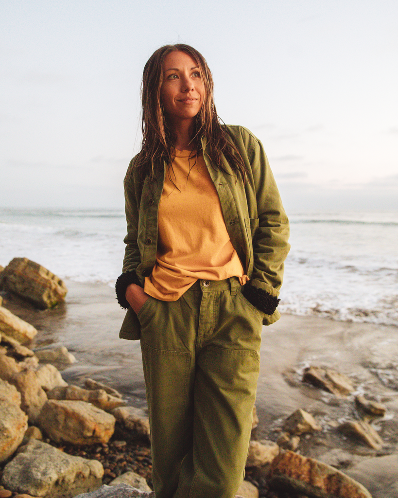 Imperfects - Sherpa Shepherds Shirt in Fatigue Canvas - Womens