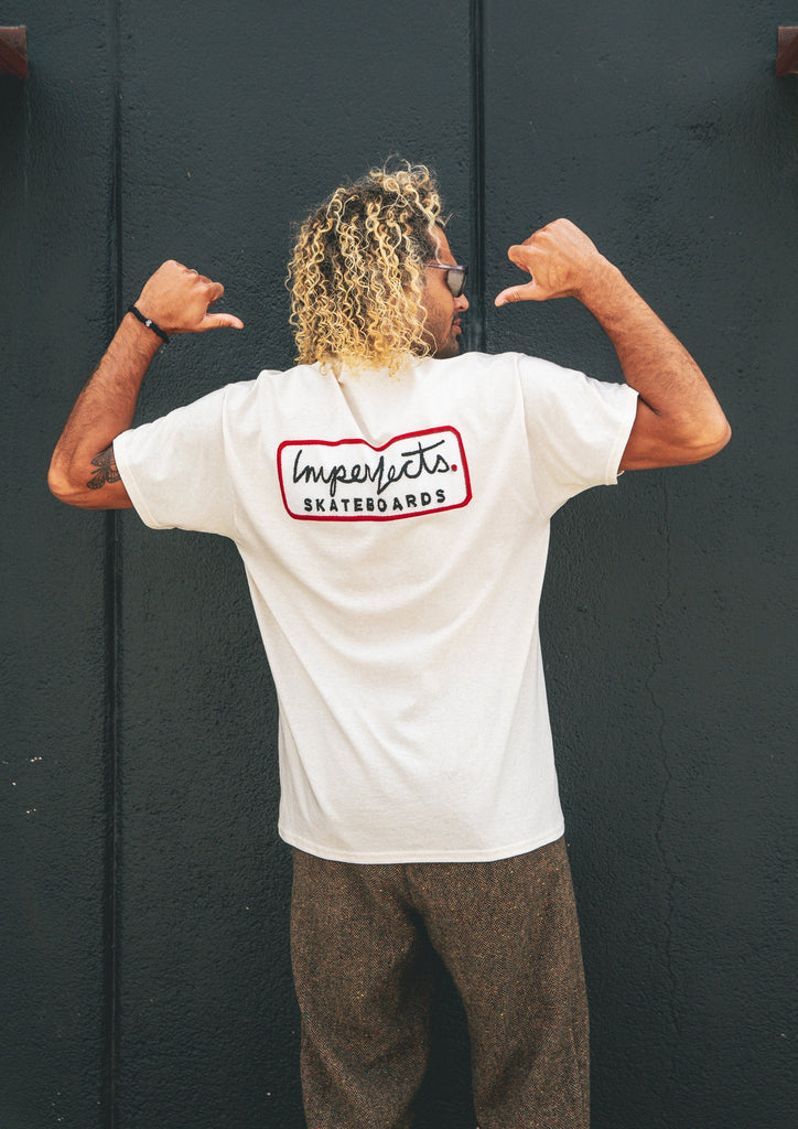 Imperfects - Skate Patch Tee in Natural Fleck - Mens