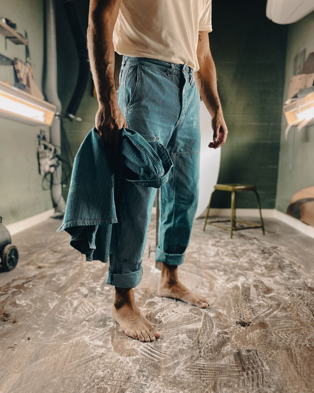 The Courier Pant in Indigo Hickory Stripe-Imperfects-Imperfects- Mens O.G.