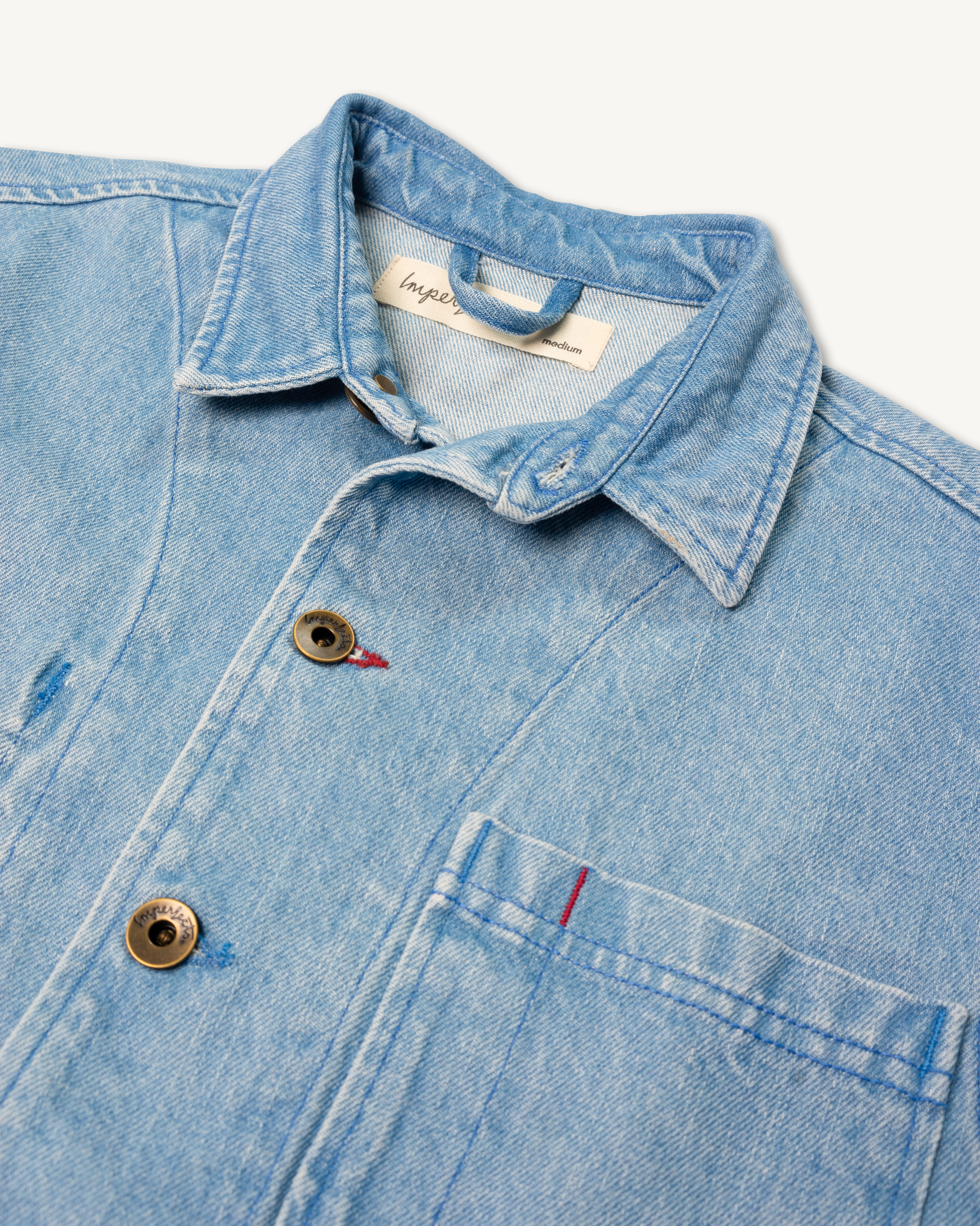 The Cunningham Coat in Sky Blue Denim Imperfects