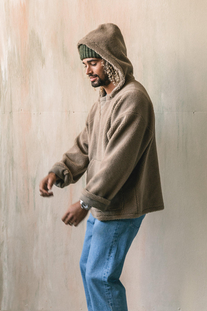 Baggy Anorak in Tan Sherpa-Imperfects Collaboration-Imperfects
