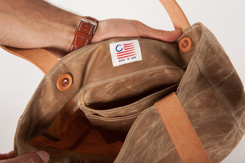 The Tapered Tote in Brush Brown Wax-Imperfects-Imperfects