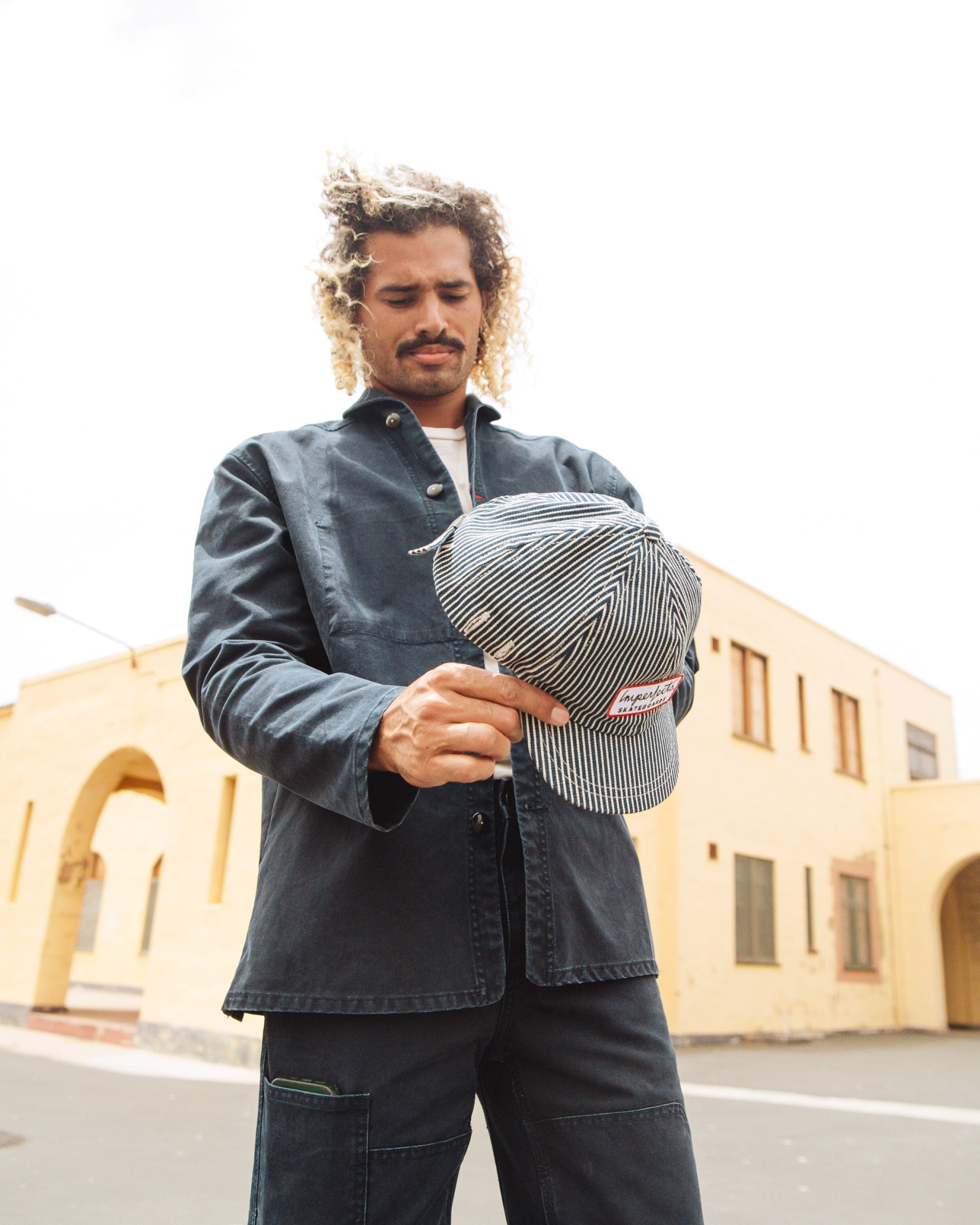 Imperfects - The Toyama Cap in Indigo Hickory Stripe | Skate Patch - Mens