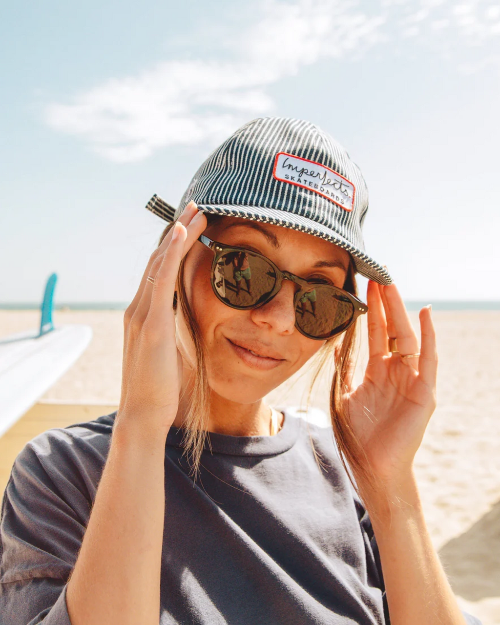 Imperfects - The Toyama Cap in Indigo Hickory Stripe | Skate Patch - Womens
